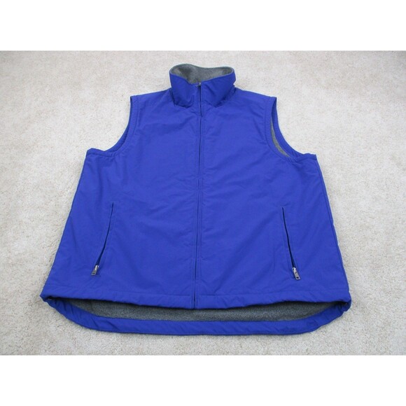 LL Bean Jacket Vest Men Large Tall LT Blue Fleece Lined Sleeveless Windbreaker - Picture 1 of 10